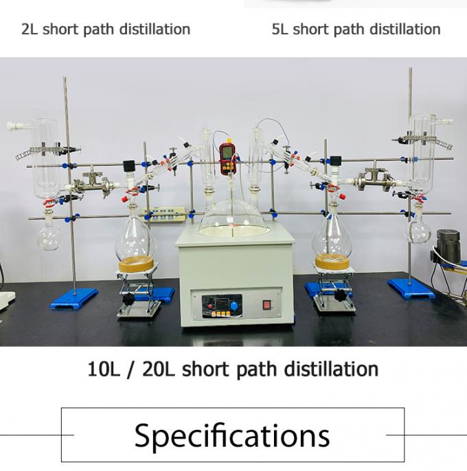 Distillation en verre de chemin court du kit 2L 5L 10L 20L de système de distillation sous vide d'équipement de laboratoire de Lanphan