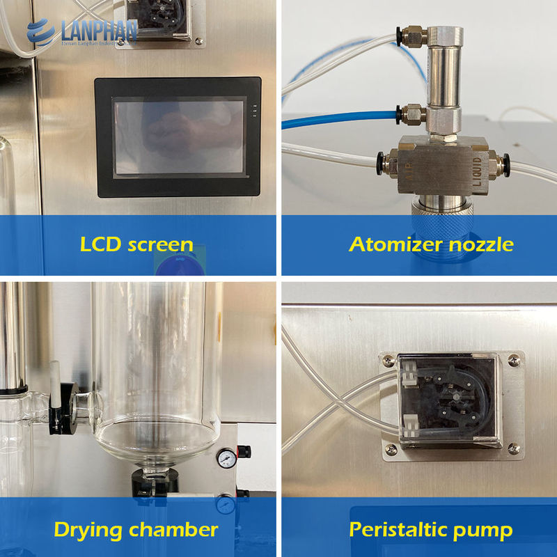 Mini machine de séchage par pulvérisation de laboratoire 2L Capacité SUS304 Matériau 3KW Puissance pour la poudre de lait de café