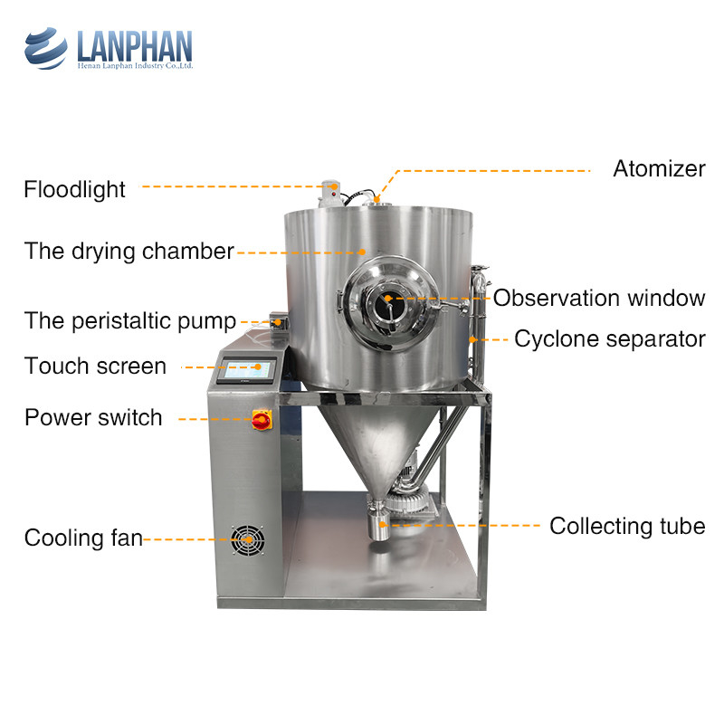 Sécheuse à pulvérisation centrifugeuse à grande vitesse de 3 litres par heure pour le café instantané et la poudre de lait d'œuf
