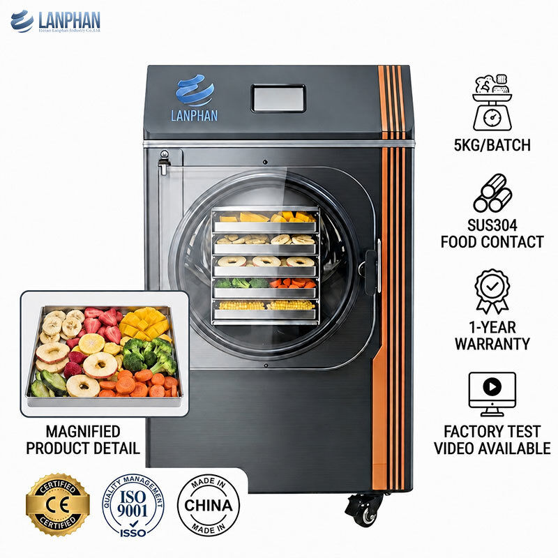 5 plateaux maison sèche-glace lyophilisateur machine avec 4-6 kg / lot de capacité et 220V 50HZ alimentation
