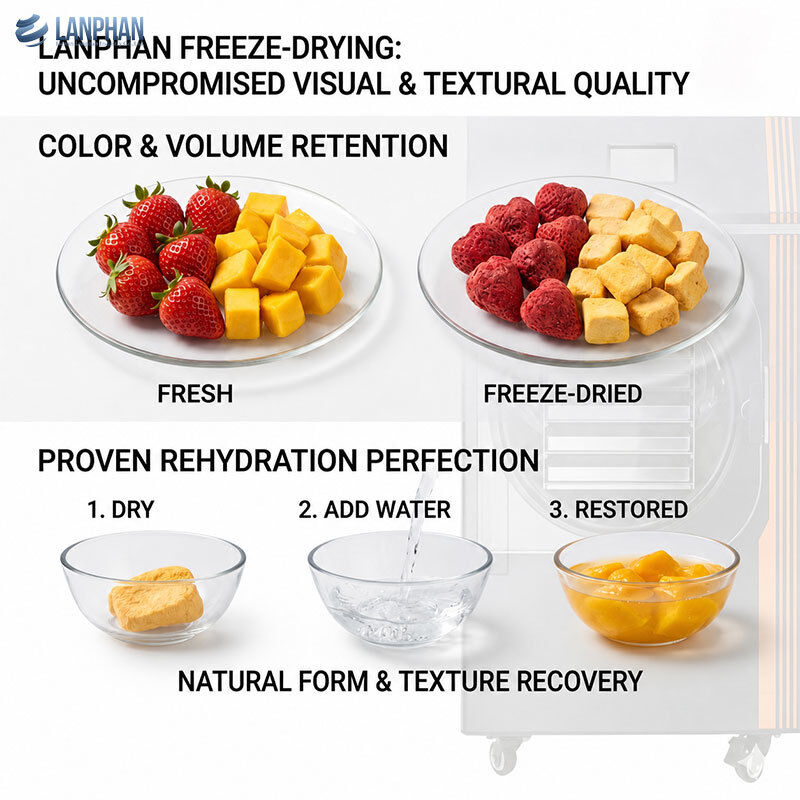 Lyophilisateur sous vide compact de 0,5 m2 avec une capacité d'entrée de 4 à 6 kg et en acier inoxydable de qualité alimentaire pour la production en petits lots