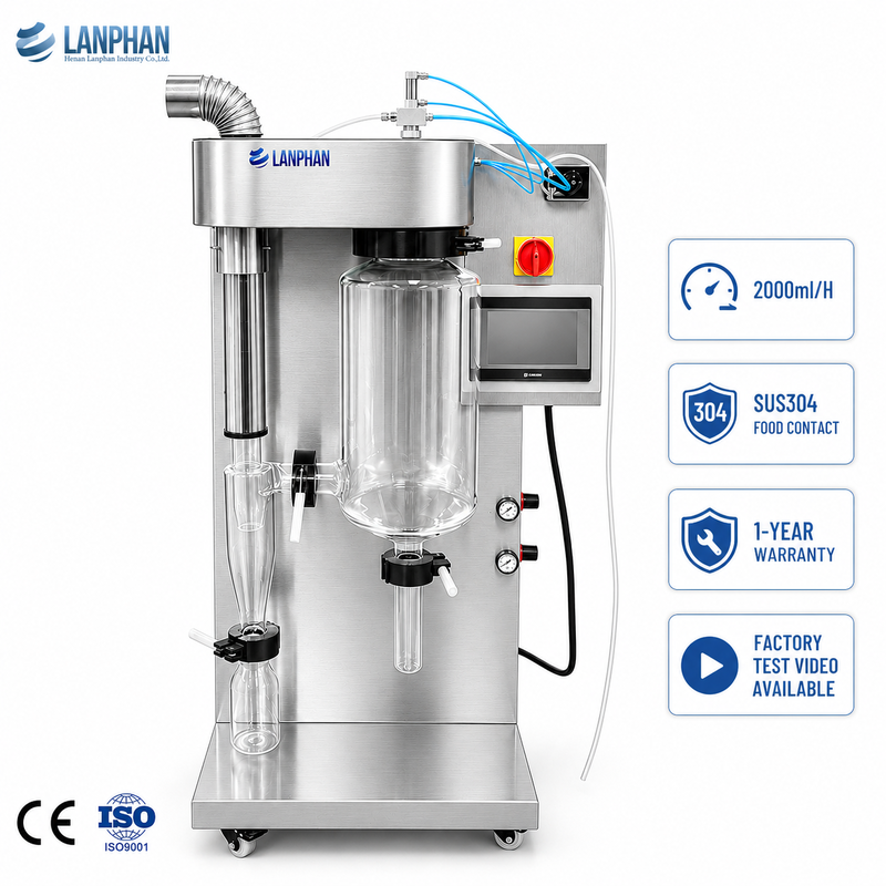 Mini machine de séchage par pulvérisation de laboratoire, séchage par pulvérisation à petite échelle pour la R&D et les universités