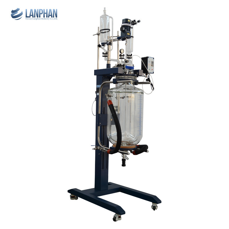 Grand chauffage revêtu de réacteur en verre à grande vitesse de laboratoire refroidissant le réservoir remué de double couche