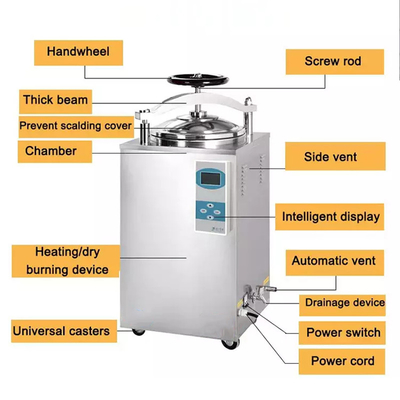 Display numérique à roue de main Autoclave verticale 35L 50L 75L 100L 150L Litre Pour les champignons Retort de stérilisation alimentaire en conserve