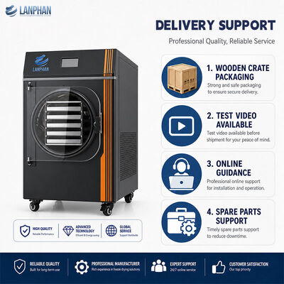 Lyophilisateur sous vide compact de 0,5 m2 avec une capacité d'entrée de 4 à 6 kg et en acier inoxydable de qualité alimentaire pour la production en petits lots