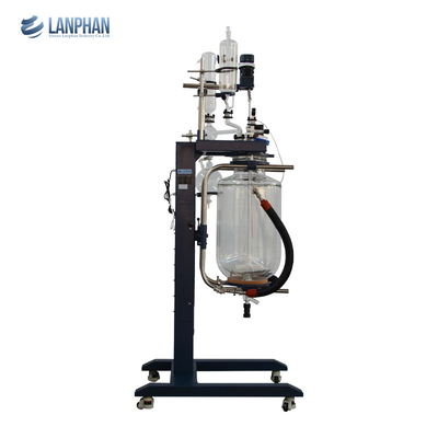 bouilloire pharmaceutique de double de la veste 20L de laboratoire distillation en verre de réacteur anticorrosion